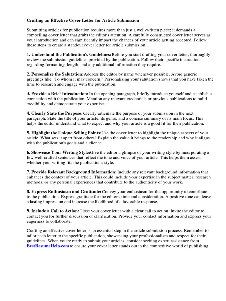 HOW TO WRITE A COVER LETTER FOR ONLINE SUBMISSION intelligence overview