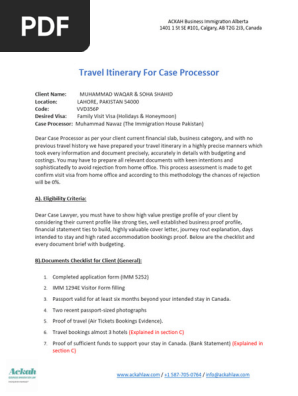 Travel Itinrary ( Muhammad Waqar)