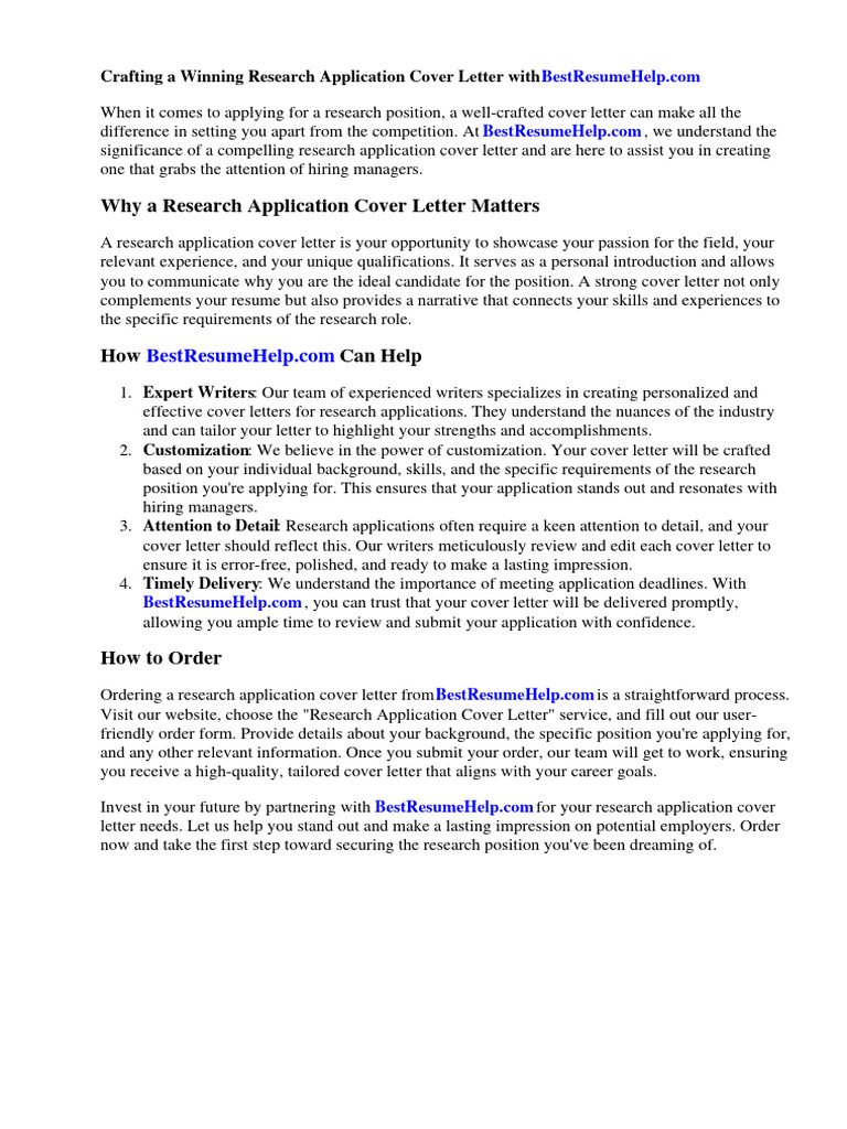 Crafting Research Cover Letters | PDF | Methodology | Data - Tips For Creating A Compelling Research Cover Letter