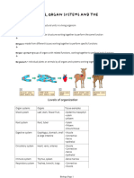 Tissue, Organs, Organ Systems and The Organism