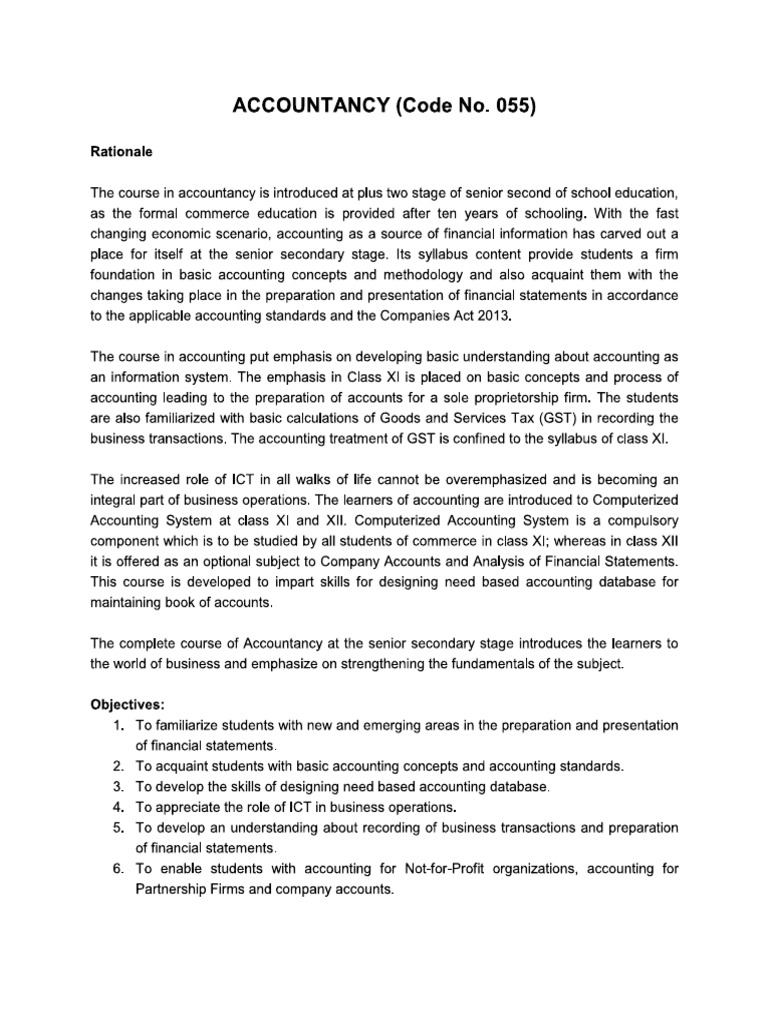 Accounts Syllabus Pdf