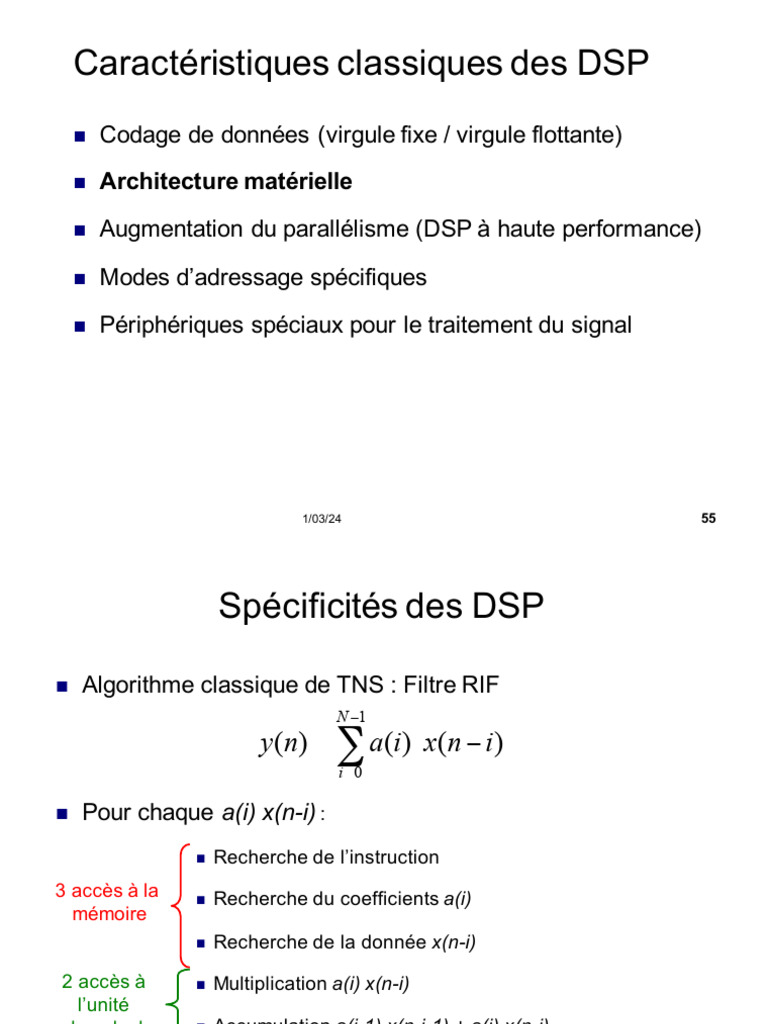 Caractéristiques et performances des DSP | PDF | Processeur de signal ...