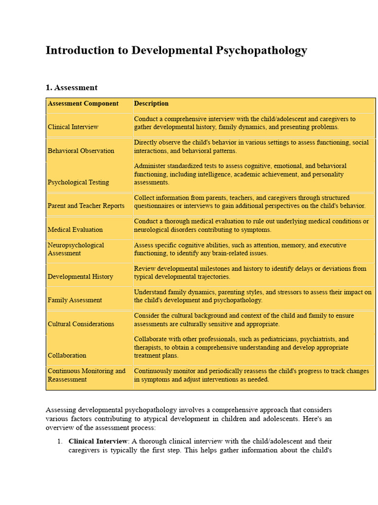 Developmental Psychopathology Assessment | PDF | Mental Disorder ...