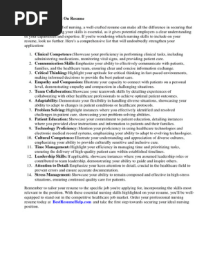 Nursing Skills to Put on Resume