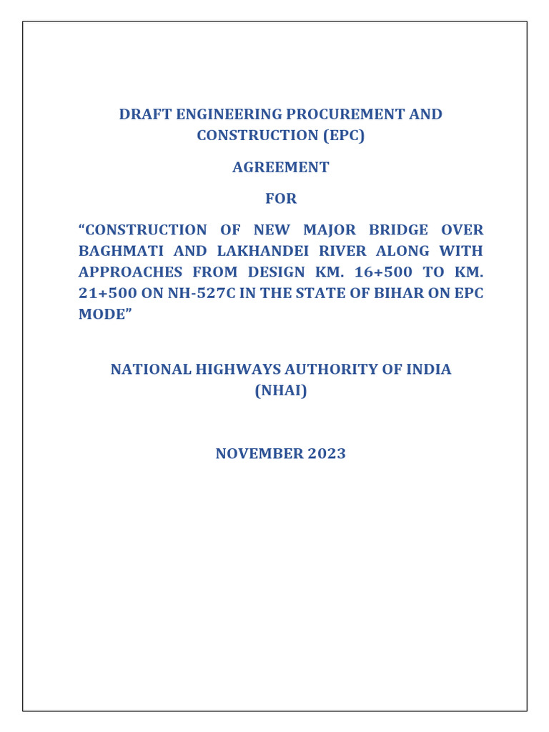 EPC Agreement for Major Bridge in Bihar | PDF | Indemnity | Taxes