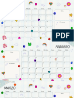 Calendario Mensual 2024 Cuadrícula Papel Y2K Llamativo Alegre