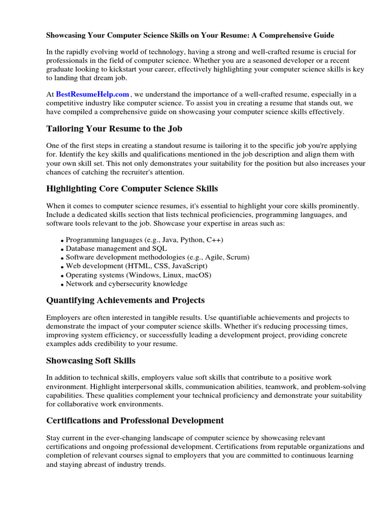 Computer Science Skills Resume - 1718057636