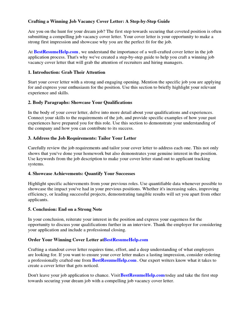 COVER LETTER EXAMPLE FOR JOB VACANCY intelligence overview