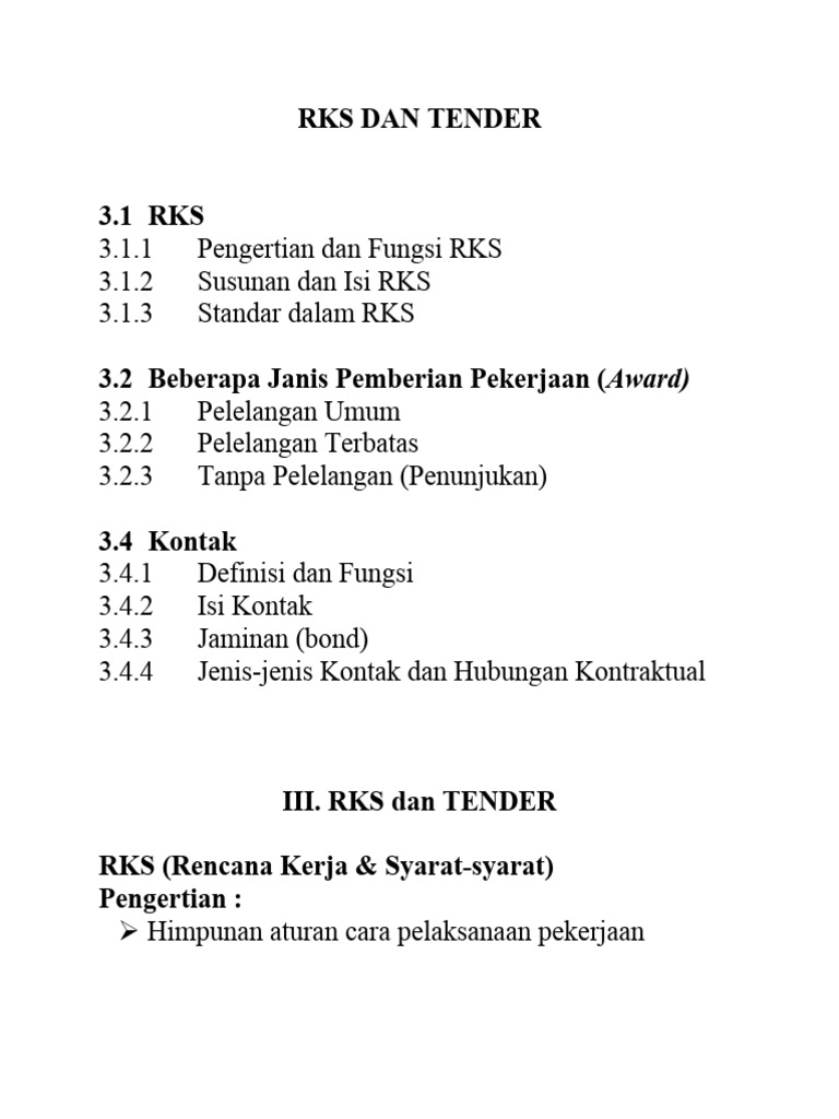 RKS dan Proses Tender Konstruksi | PDF
