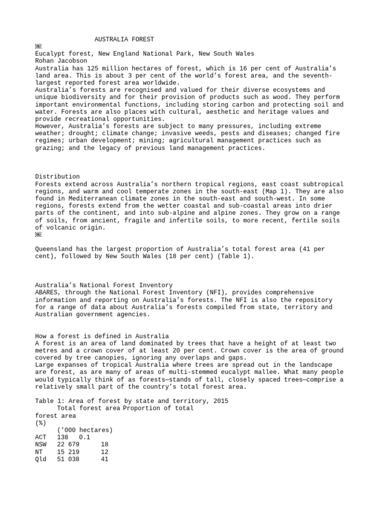 Australia Forest Pdf Forests Environmental Conservation