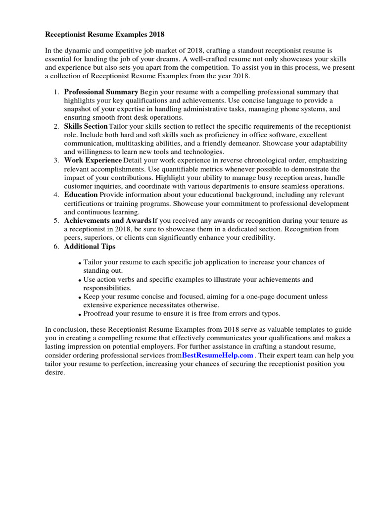 Receptionist Resume Examples 2018 - 1710793760