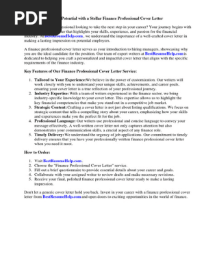 Finance Professional Cover Letter