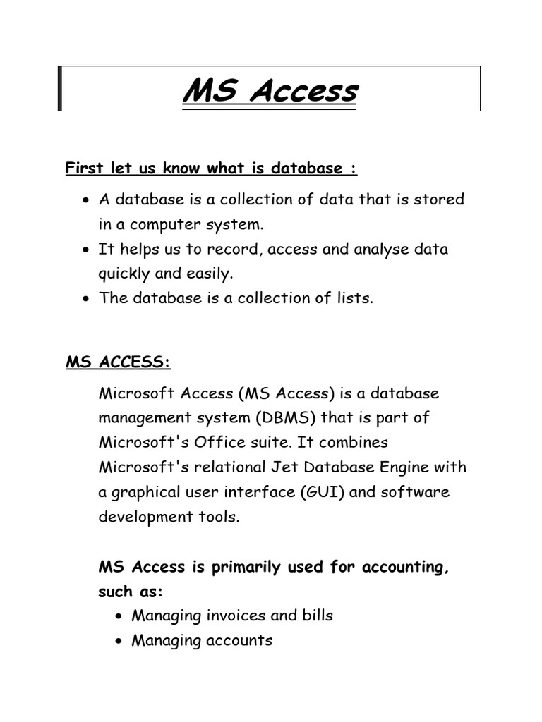 Ms access pdf microsoft access databases