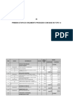 (II) Primeira Etapa Do Orçamento Produzido Com Base No Tcpo 15