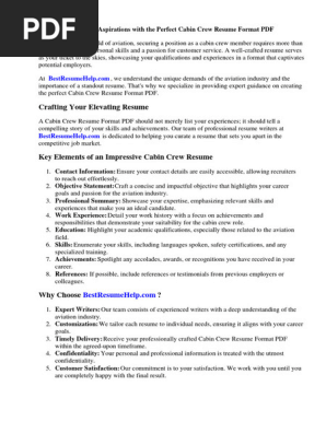 Cabin Crew Resume Format PDF