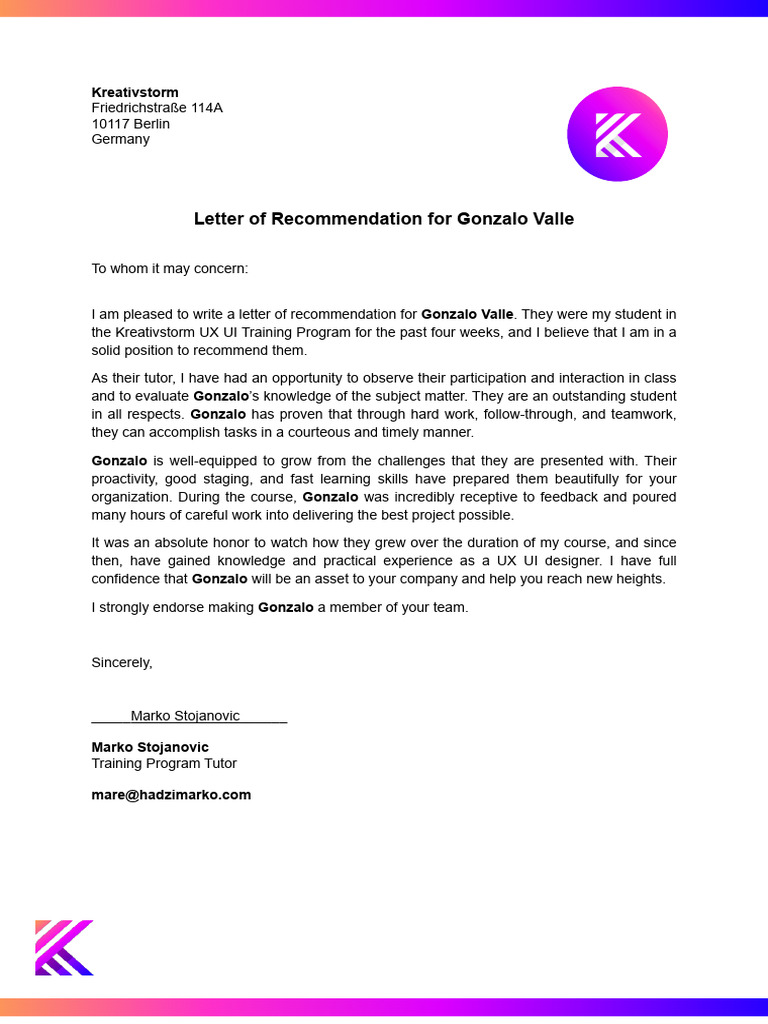 UI-UX Recomendation Letter | PDF