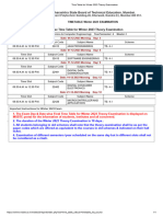 Time Table For Winter 2023 Theory Examination