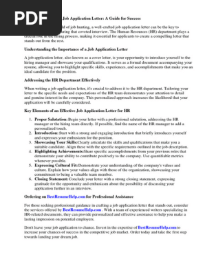 Job Application Letter Hr