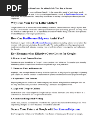 Cover Letter for Google Job
