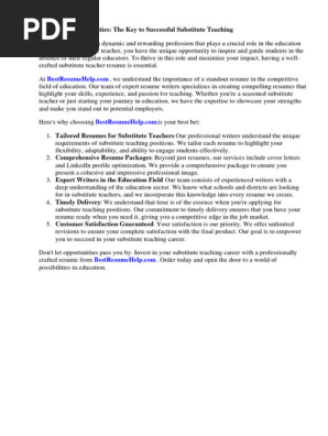 Substitute Teacher Resume Examples