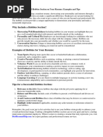 Hobbies Section On Resume Examples