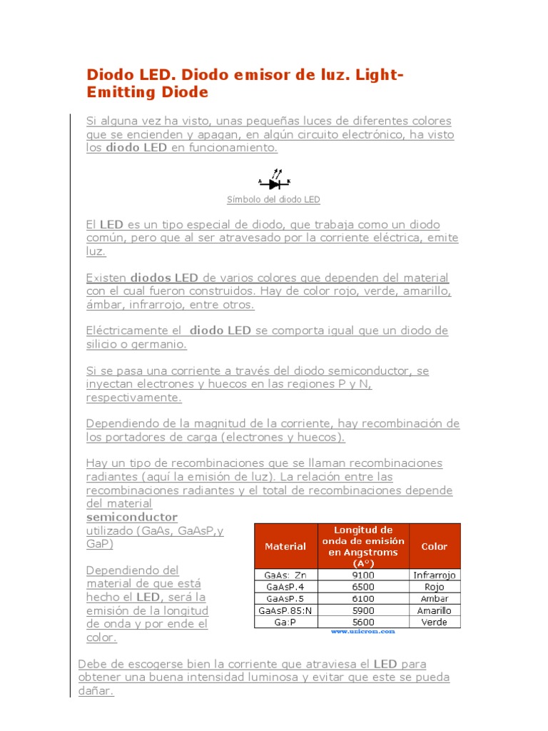 Diodo LED | PDF | Diodo emisor de luz | Diodo