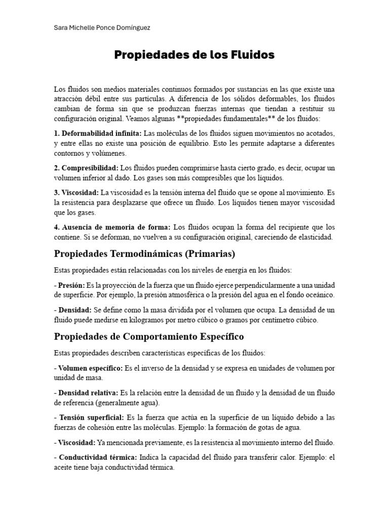 Propiedades Fundamentales de los Fluidos | PDF | Fluido | Líquidos