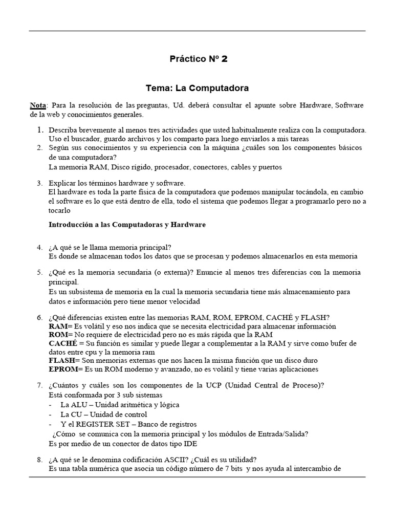 Practico#2 Hardware - Doc 2 | PDF | Periférico | Almacenamiento de ...