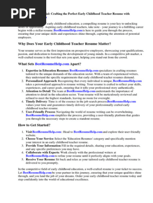 Early Childhood Teacher Resume Template