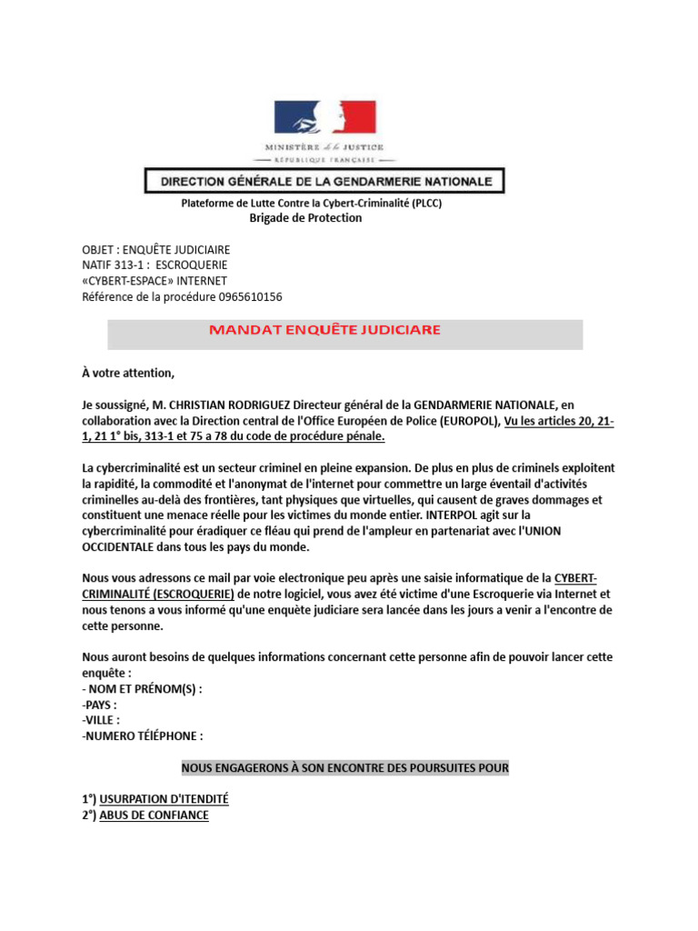 Convocation Gendarmerie PDF