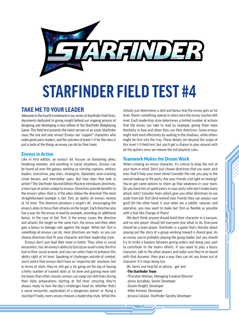 Starfinder FieldTest 4 | PDF