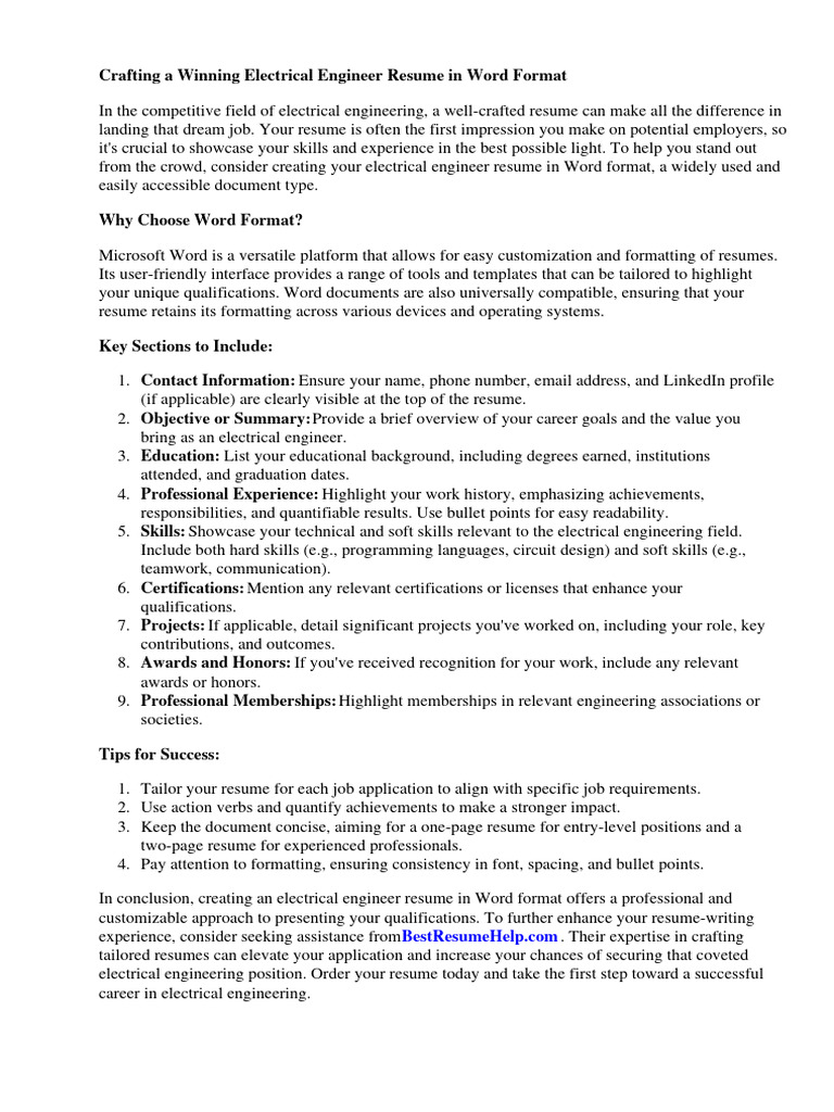 ELECTRICAL ENGINEER RESUME FORMAT IN WORD DOWNLOAD intelligence overview