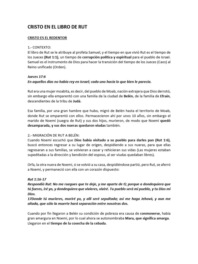 Cristo y la Redención en Rut | PDF | Rut (figura bíblica) | Libro de rut