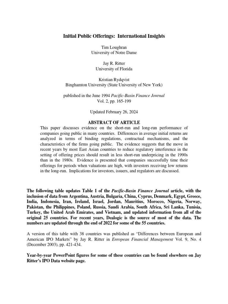 Global IPO Performance Analysis | PDF | Initial Public Offering ...