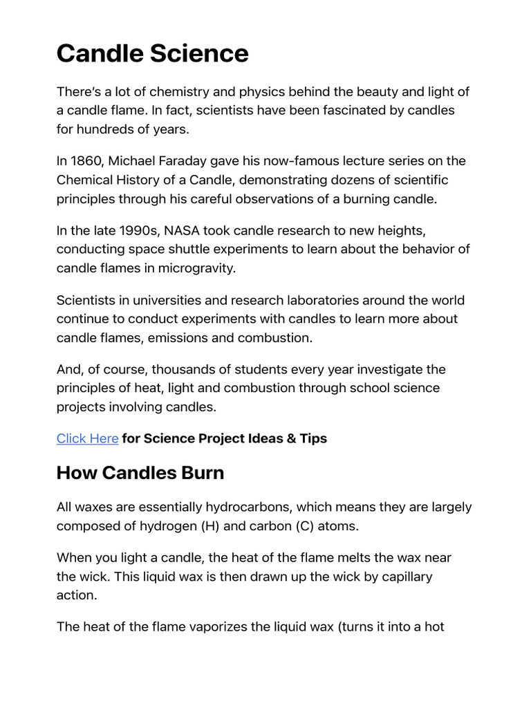 Candle Flame Science Explained | PDF | Combustion | Candle
