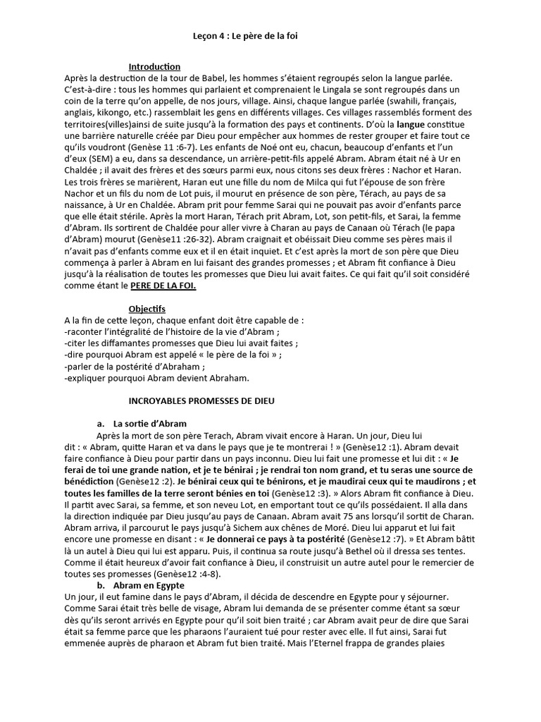 Abram, le père de la foi et ses promesses | PDF | Abraham