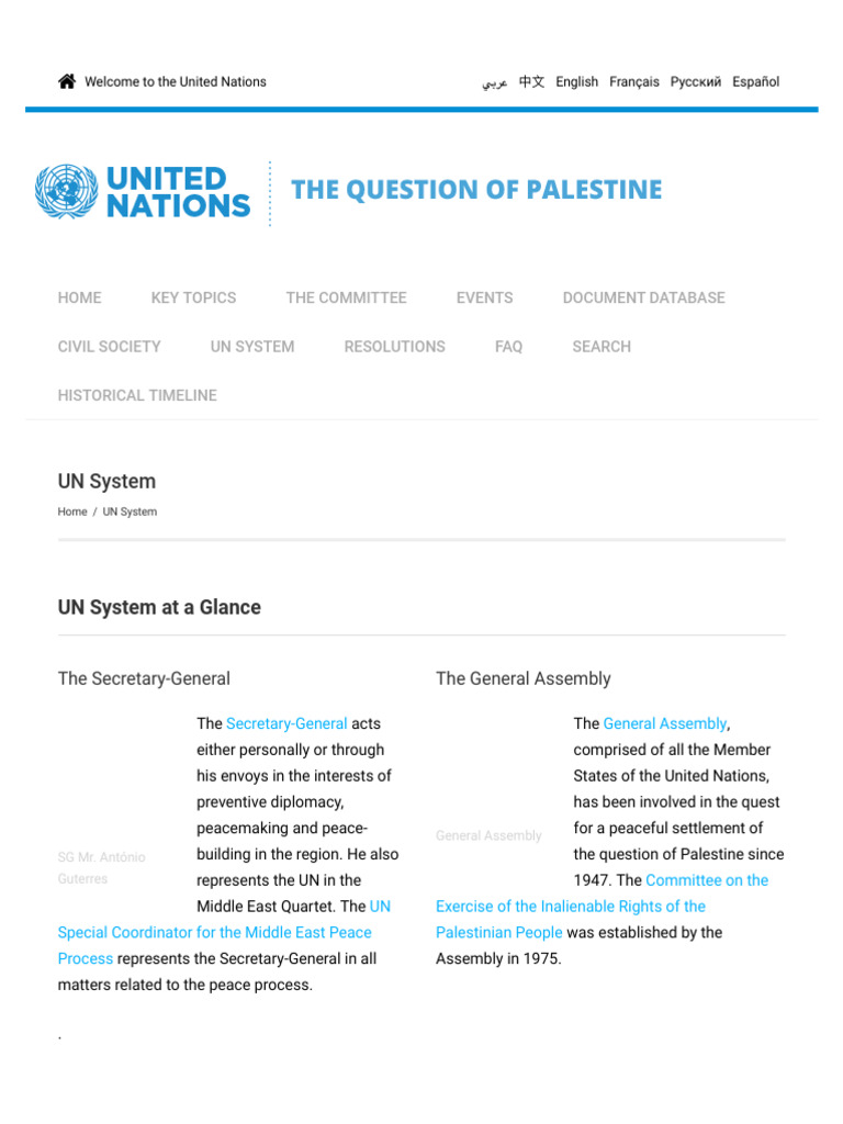 UN System - Question of Palestine | PDF | United Nations