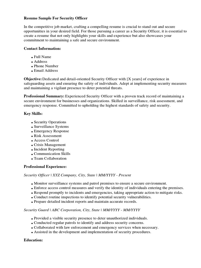 Security Officer Resume Guide | PDF | Career & Growth