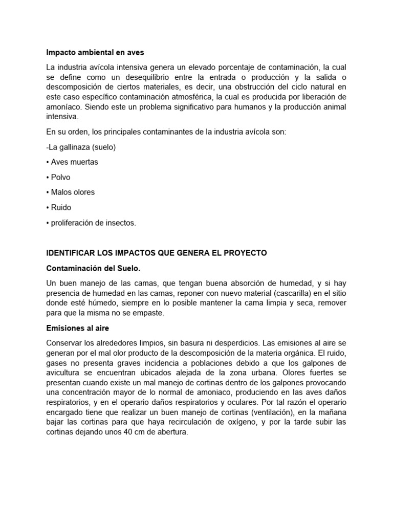 Impacto Ambiental en Aves | PDF | Fertilizante | Compost