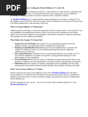 Sample Cv Childcare Uk