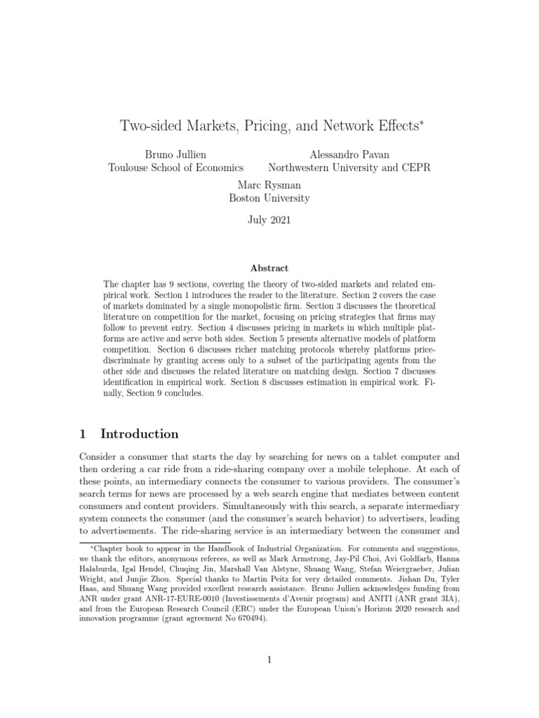 Two-Sided Markets and Network Effects | PDF | Market (Economics ...