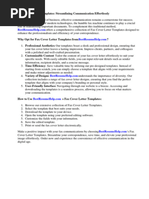Fax Cover Letter Template Word