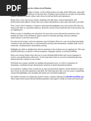 Basic Resume for a 16 Year Old