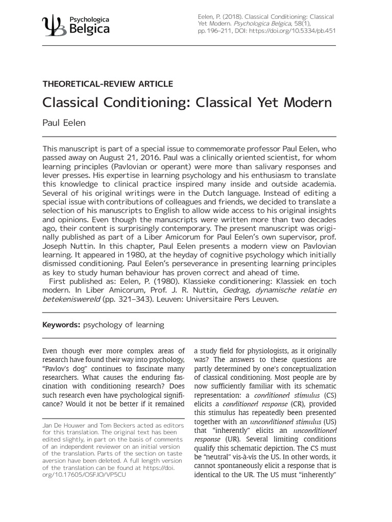 Classical Conditioning - Classical Yet Modern | PDF | Classical ...