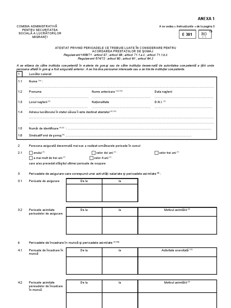 Form E 301 Roum Nou | PDF