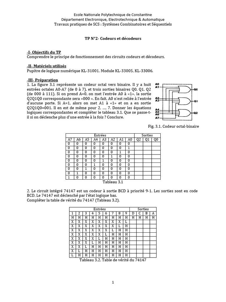 Codeurs et décodeurs en électronique | PDF | Design électronique ...