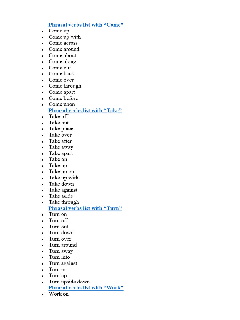 Phrasal Verbs List With | PDF | Language Arts & Discipline