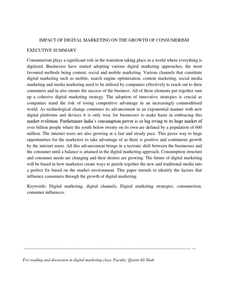 Digital Marketing's Impact on Consumerism | PDF | Digital Marketing ...