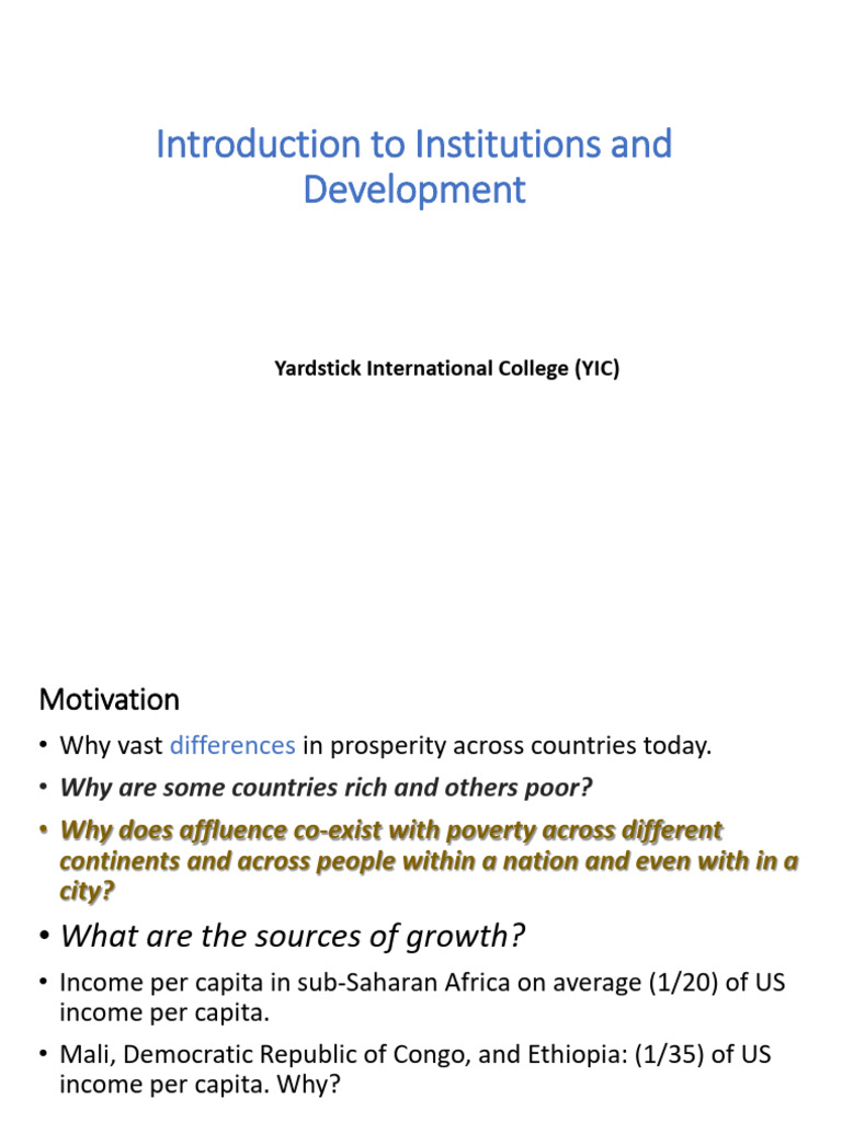 Institutions and Economic Development | PDF | Institution | Economics