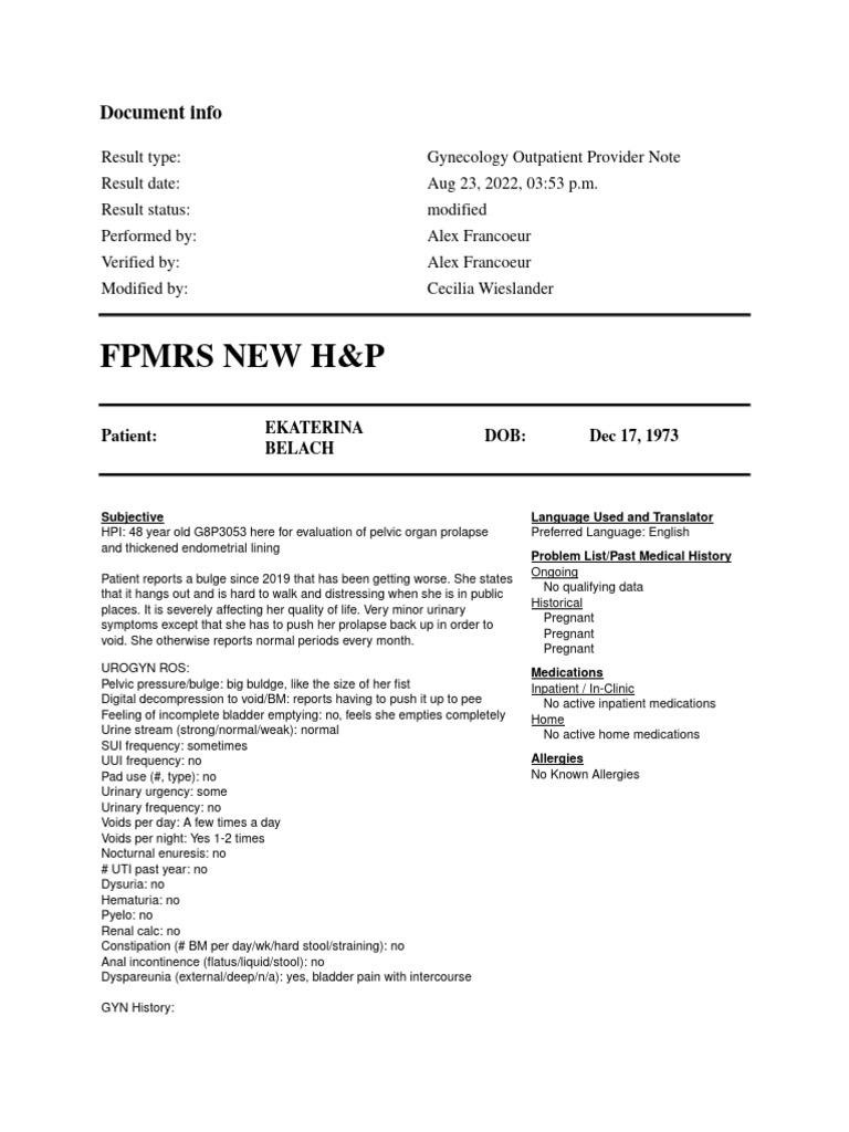 Gynecology Outpatient Provider Note 11-01-2022 | PDF | Urinary ...